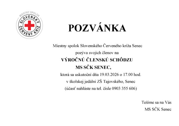 Pozvánka na výročnú schôdzu 2026